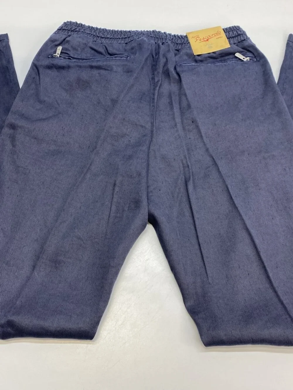 Marco Pescarolo Mens Pant Navy Blue Size 40 Caracciolo Slim Fit Linen Trousers